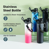 Kuber Industries Water Bottle | Steel Water Bottle for Daily Use | Vacuum Insulated Flask Water Bottle with Rope | Hot & Cold Water Bottle | 720 ML | LX-230604 | Pack of 4 | Aqua Blue